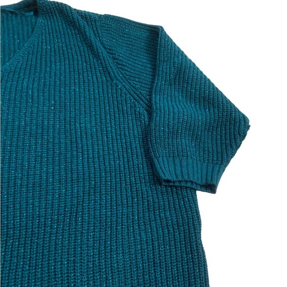 Faded Glory | Oversized Knit Sweater Shimmer Thread 2X Sizes 18W-20W Teal - Picture 6 of 7